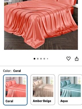 Coral Satin Bed Sheet Set - Luxury Soft Bedding